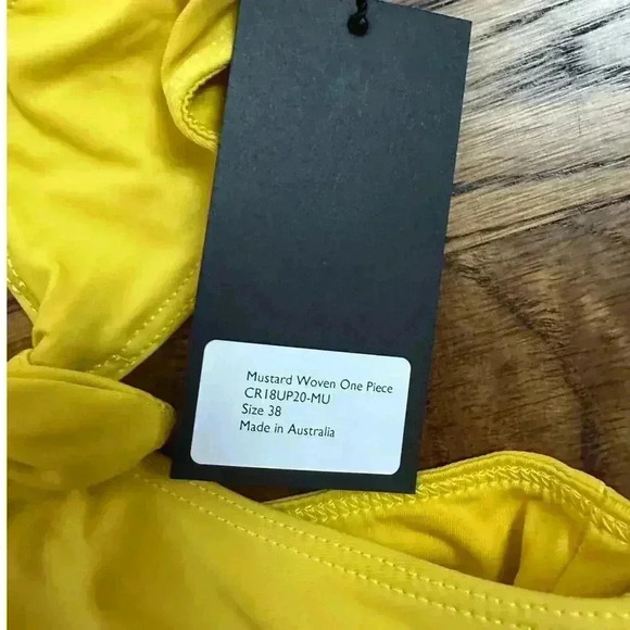 EPHEMERA Mustard Woven One Piece Swimsuit In Yellow NEW NWT! - Picture 3 of 5